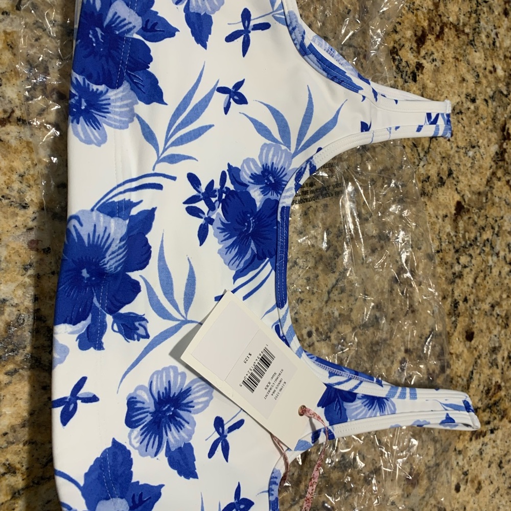 Orice Strong Current Blue Floral Bra XXS NWT